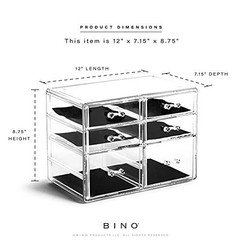 BINO | 6 Drawer Makeup Organizer, York Avenue | THE MANHATTAN SERIES | Makeup Drawer Organizer | Makeup Storage | Cosmetic Organizer | Vanity Organizer | Clear Makeup Organizers And Storage Cases