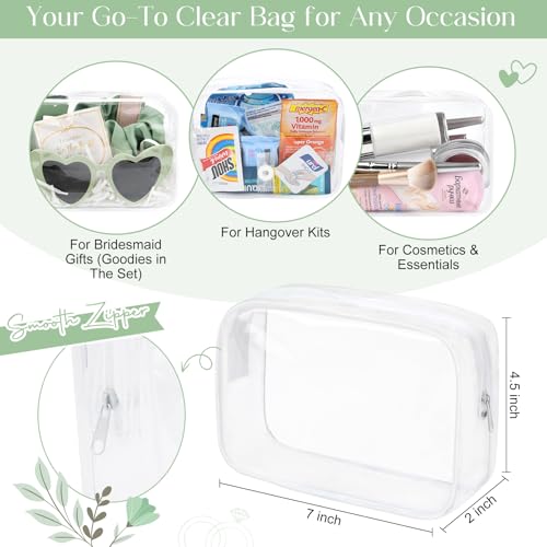 DEEKA 30 Pcs Bridesmaid Proposal Bag Set Gift Clear Makeup Toiletry Bag Bachelorette Party Favors Sunglasses Hair Claw Clips Scrunchies Knot Bracelets Bridal Wedding Party Gifts (Sage Green)
