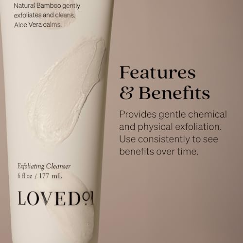 Loved01 Face & Body Exfoliating Cleanser, John Legend Skincare, Hydrating Exfoliant with Aloe, Improves Skin Texture & Tone, Mandelic Acid & Bamboo Powder for Gentle Exfoliation, 2-Pack (6 oz each)
