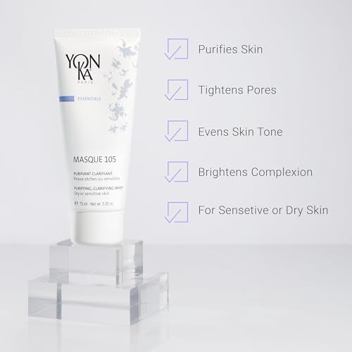 Yonka Essentials Masque 105 | Clarifying and Purifying Face Mask | Weekly Treatment for Dry and Sensitive Skin | Hydrates While Tightening Pores and Purifying Skin | 3.30 oz