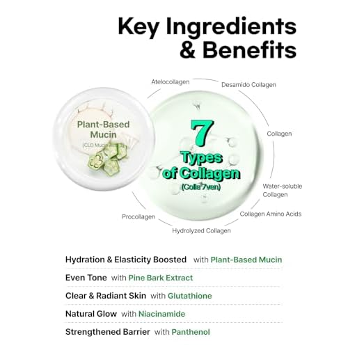 Mucin Collagen Voluming Ampoule Moisturizer Face Cream (Dual Collagen + Mucin Care) ? Deep Hydrating Facial Skin Care for Women, Glow Up Skincare Essentials - 0.14 Fl Oz x 5ea