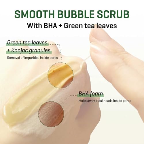 SOME BY MI Bye Bye Blackhead 30 Days Miracle Green Tea Tox Bubble Cleanser ? 4.23oz, 120g ? Korean Face Wash & Bubble Face Mask ? Daily Blackhead-Removing Pore Minimizer for Face ? Korean Skin Care