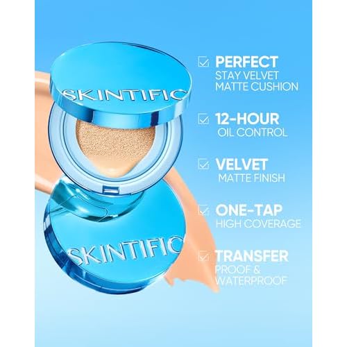 Velvet Matte Cushion Foundation Blue #02 Ivory| Full Coverage,12H Oil Control,Ideal for Oily & Combination Skin,Waterproof,Long-Lasting, Lightweight, Hydrating,Transfer-Proof
