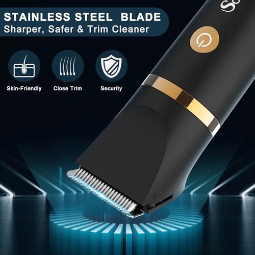 Electric Groin Hair Trim Ball Trimmer for Men Body Shaver Below-The-Waist Groomer Nose Hair Trimmer Waterproof Cordless 3 in 1