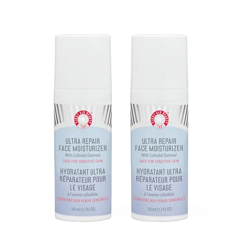 First Aid Beauty - Ultra Repair Face Moisturizer, Everyday Lightweight Non-Comedogenic Formula Helps Soften Skin with Ceramides & Shea Butter, Soothing Colloidal Oatmeal, 1.7 oz, 2 ct