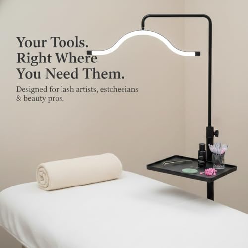 Durable Lash Tray for Ring Light - Spa Ring Light Adjustable Tray for Lash Artists, Estheticians & Tattoo Supplies - Lash Tray Holder with Phone & iPad Slots for an Organized Workspace
