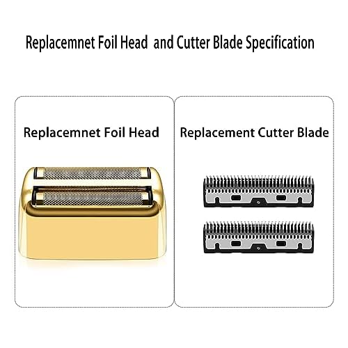 Replacement Shaver Foil and Cutter, Professional Replacement Shaver Foil Head Cutter Blade for BaBylissPRO Barberology FX Collection Metal Double Foil Shaver (Gold)