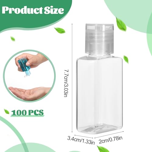 100pcs 1 oz Travel Bottles Mini Travel Bottles Hand Bottle Clear Bottle with Flip Caps Small Dispenser Containers Portable Empty Refillable Containers for Shower Gel Face Creams Body Lotion
