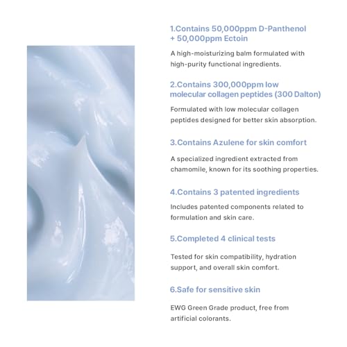 Intensive Derma Balm - Panthenol & Ectoin Barrier Repair Cream - Korean Moisturizing Balm with Collagen Peptides & Azulene for Sensitive Skin Relief & Intensive Calming, 1.06 oz.