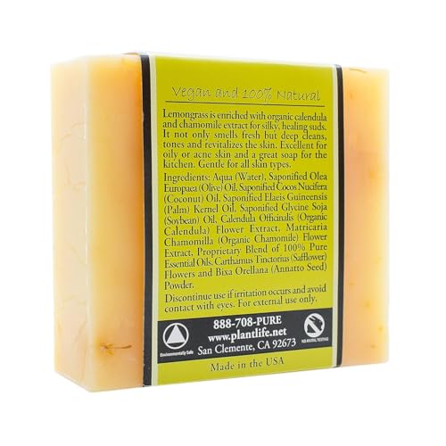 Plantlife Lemongrass Bar Soap Pack of 2 - Moisturizing and Soothing Soap for Your Skin - Hand Crafted Using Plant-Based Ingredients - Made in California 4oz Bar