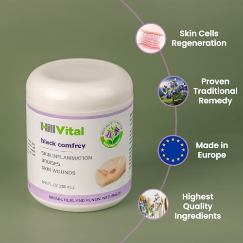 HillVital Comfrey Balm for Everyday Bruise Care ? 8.45 fl oz (250 ml) Large Jar ? Herbal Premium Topical Balm with Comfrey Root Extract for Active Lifestyle & Post-Activity Care