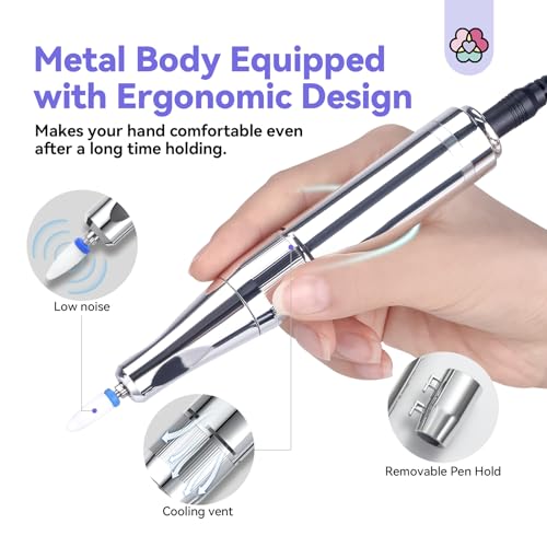 SAVILAND Professional Electric Nail Drill : 40000RPM Portable Nail Drill Kit E File with Drill Bits Rechargeable 6000mAh for Acrylic Gel Nails for Salon Home, Y2K