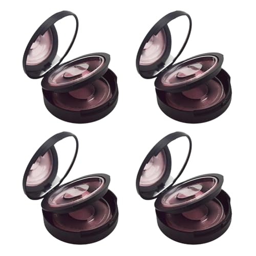 4 Pcs Empty Round Lash Cases 2 Layers EyeLash Storage Boxes Eyelash Packaging Boxes False Eyelash Cases with Makeup Mirror Lid Black