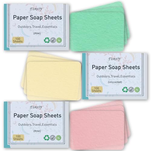 Paper Soap Sheets for Hand Washing - (300 Sheets) Portable Dissolvable Mini Travel Soap for Camping, Hiking, Outdoor Adventures - Large Size Hand Soap Sheet£¨Various Pack£©