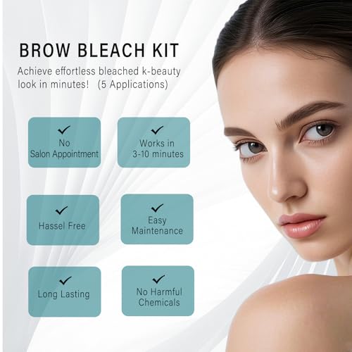 Eyebrow Bleach, Eyebrow Bleaching Kit, Brow Bleach, Brow Lightening, Gentle & Effective Bleaching Result, Eyebrow Lightener, Creates You Softer & Natural Brow Color, 5 Applications