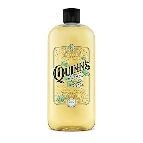 Quinn's Pure Castile Organic Peppermint Liquid Soap 32 oz Alcohol Free Rose Witch Hazel with Aloe Vera 16oz