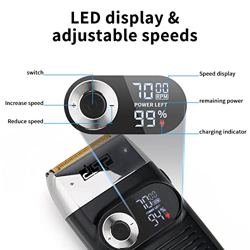 DSP¢ç Electric Razor for Men Bald Shavers for Men 2 in 1 Double Shaver for Men with 2 Foil Head Rechargeable Barber Shaver with Precision Trimmer 3-Speed Shaver with LED Digital Display (Black)