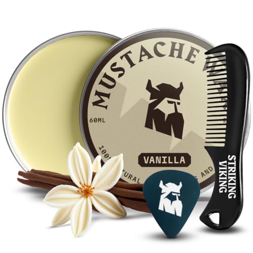 Striking Viking Vanilla Beard Oil (Large 2 oz.) with Mustache Wax and Comb (Vanilla Scent)