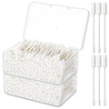 Lounsweer 400pcs Long Cotton Swabs with Storage Case 4'' Absorbent Double-Ended XL Cotton Buds with Large and Small Round Head Swabs for Dog Ear Cleaning, Gun Maintenance, Makeup, Pet Care