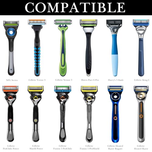 Linkidea 2 Pack Razor Holder, Waterproof Shaver Holder for Shower, Compatible with Gillette Fusion 5, Labs with Exfoliating Bar, Dorco Pace 6 Pro, Harry's 5 Blade (Grey)