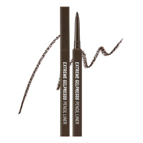 CLIO Extreme Gelpresso Pencil Eyeliner, Gel Smooth Waterproof Formula, One Swipe High Pigment Color, Smudge Resistant Long Wear, Creamy Glide, Blend Control, Defined Eye Precision (001 Black Brown)