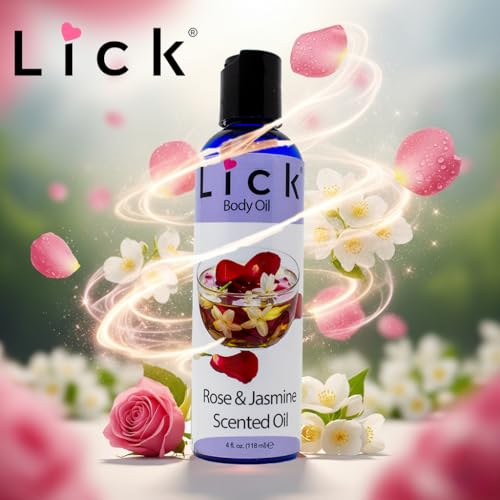 LICK Rose & Jasmine Floral Scented Body Oil ? Lightweight Daily Hydration with Almond Oil & Vitamin E ? 4 oz