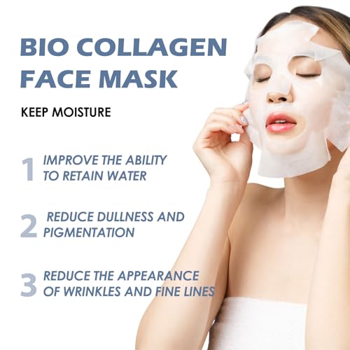 Deep Collagen Niacinamide Vitamin C Mask, Anti Wrinkle Lifting Moisturizing Face Mask, Smooth & Tight Skin, Overnight Hydrogel Mask, Helps Reduce Fine Lines(4 Pack)