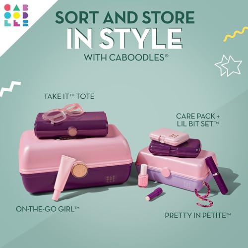 Caboodles Take It Tote, Mint, Makeup Travel Case with Large Built-In Mirror, Mint Auto-Open Tray, Snap-Tight Lid, Ideal for Quick Touch Ups On The Go (Pack of 2)