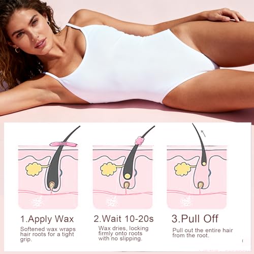2lbs Wax Beads Includes 20 Sticks,Hard Wax Beads for Hair Removal and Sensitive Skin Friendly, Large Hard Wax for Brazilian, Bikini, Armpits, Face & Body At-Home Waxing, Rose