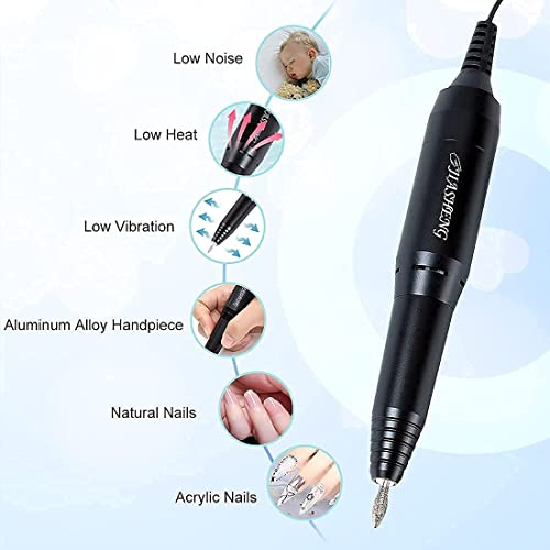 Professional Nail Drill Machine, Electronic Nail File Drills for Acrylic Nails Gel, 1000 Pcs Gel Nail Polish Remover, Lint Free Nail Wipes Cotton