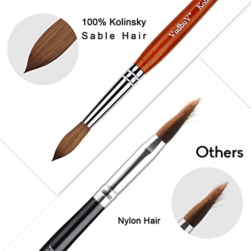 HOFASON 100% Pure Kolinsky Acrylic Nail Brush, Upscale Professional Kolinsky Sable Hair Acrylic Brush with Nature Red Wood Handle (Size 10)