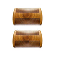 Handmade Natural Green Sandalwood No Static Combs with Aromatic Scent - 2 PCS Pocket Combs for Long and Short Beards, Mustaches (4" Long Two Sides)