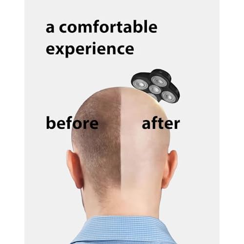 4 Pack Head Shaver Replacement Blades, 5 - Blade Shaver Replacement Heads for Bald Men Freedom Shaving, Head and Face Electric Razor Refills, with 3 Cleaning Brush