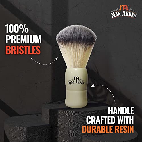 Man Arden Royal White Premium Shaving Brush With Ultra Soft & Absorbent Bristles & Long Handle | Cruelty Free | For A Smooth Shave