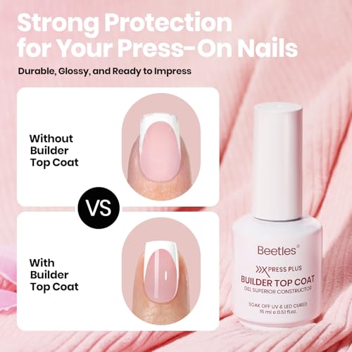 Beetles Fast Dry Nail Glue, Builder Top Coat & Remover Set, Strong Hold & High Shine for Press-On Nails and French Tips, DIY Gift For Women