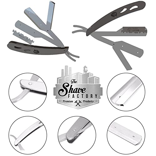 The Shave Factory Straight Edge Razor Kit - with Single Stainless Steel razors for men from (Matte, Derby Premium Single Edge)