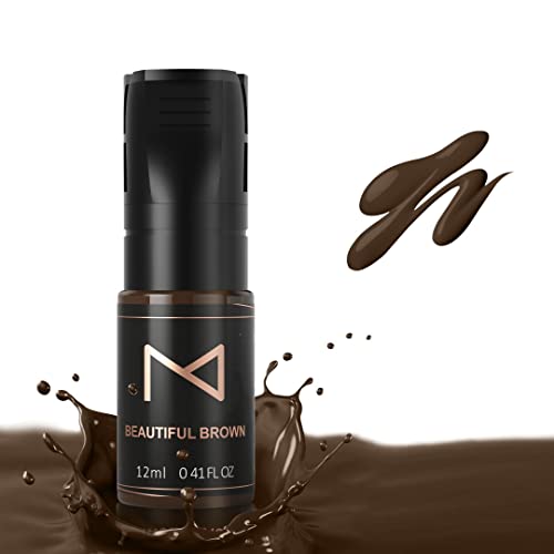 M Cosmetic LIQUID Pigment For Eyebrow Powder Brows, Nano Brow, Shading Permanent Makeup, Microblading - Machine Use - No Mixing - For Professionals Only -12ml (Beautiful Brown)