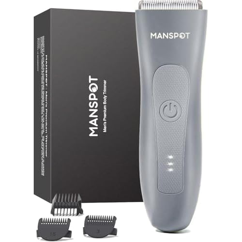 MANSPOT Pubic Hair Trimmer for Men Gilded Gray£¬Replaceable Ceramic Blade Heads, Waterproof Wet/DryTrimmer for Men, 90 Minutes Shaving