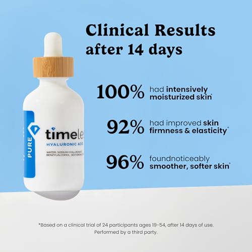 Timeless Skin Care Hyaluronic Acid 100% Pure Serum - Hydrating Face Serum for Personal Care - Fragrance-Free Hyaluronic Acid Serum for Skin Care - 2 oz (Pack of 2)
