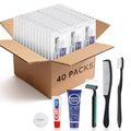 Disposable Toiletry Kits, 6 In 1 Bulk Travel Size Hygiene Care Packages,Essential Men Women Individually Wrapped Personal Toiletries Set for Hotel, Charity/Guests/Shelter/Homeless (40 Pack)