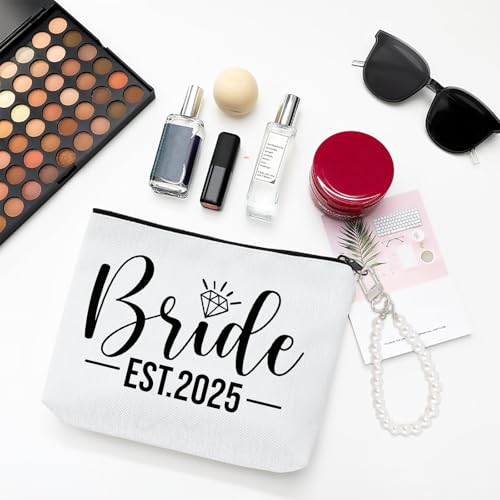 Bride Makeup Bag, Bridal Shower Gifts for Engagement Wedding Bachelorette Gifts for Bride