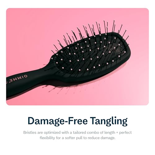 Gimme Hair Brush - Mini Travel Detangler Brush for Fine Hair with Anti-Static, Heat-Resistant & Flexible Nylon Bristles - Hair Tools for Women, Teens & Girls, Black