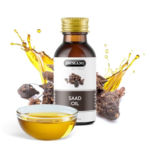 HEMANI Saad Oil 30mL - 100% Pure Natural Cold Pressed Cypriol Oil | Halal Essential Oil for Hair Growth, Scalp Treatment & Aromatherapy | Nagarmotha Oil 1 fl oz