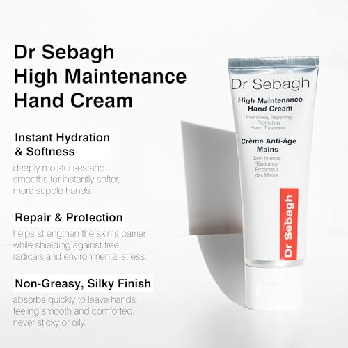 Dr Sebagh High Maintenance Hand Cream (2.6 fl oz) - Luxury Cream for Dry Cracked Hands - Fast-Absorbing Lotion for Women and Men - Hydrating Hand Moisturizer - Anti-Aging Repair Cream