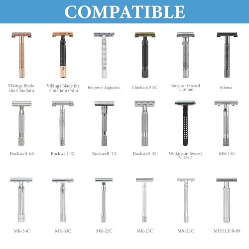 Linkidea Aluminum Men's Shaving Razor Stand Holder, 0.5" (14mm) Diameter, Brush & Blade Organizer, Compatible with Merkur MK-34C, MK-23C, Vikings Blade the Chieftain (Silver)