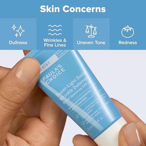 Paula's Choice RESIST Super-Light Daily Wrinkle Defense Mineral Sunscreen, SPF 30 Face Sunscreen for Oily Skin, Matte Tinted Face Moisturizer, UVA/UVB Protection, Fragrance-Free