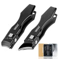 DEOU Nail Clippers Set, Stainless Steel Manicure Kit for Thick Hard Ingrown Nails, Anti-Splash with Nail File, Portable Keyhole Design, Gift Box for Home Travel (Black, Diagonal Cut + Straight Cut)