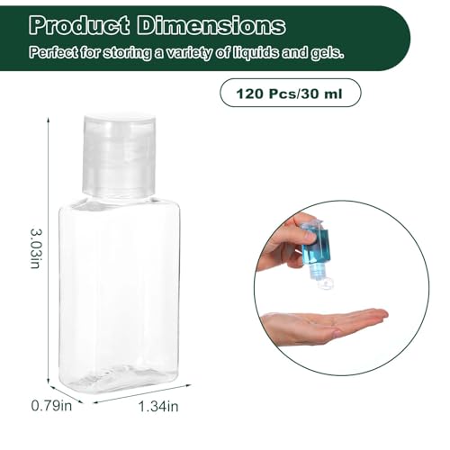 120 Pcs Travel Bottles For Toiletries Bulk, 1 oz/30 Ml Travel Size Containers For Toiletries, Small Clear Plastic Lotion Bottles With Flip Caps, Leak Proof Squeeze Bottle For Shampoo