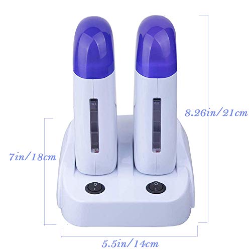 Nynelly Portable Double Depilatory Roll on Wax Warmer with Heater Base for Women Men Hair leg, Armpit, Bikini