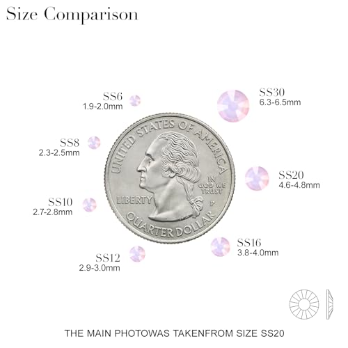 Novani 3000 Pieces Flatback Rhinestones Glass Round Gems Pink Opal Crystals for Nail Art DIY Crafts Clothes Shoes,SS20,4.6-4.8mm